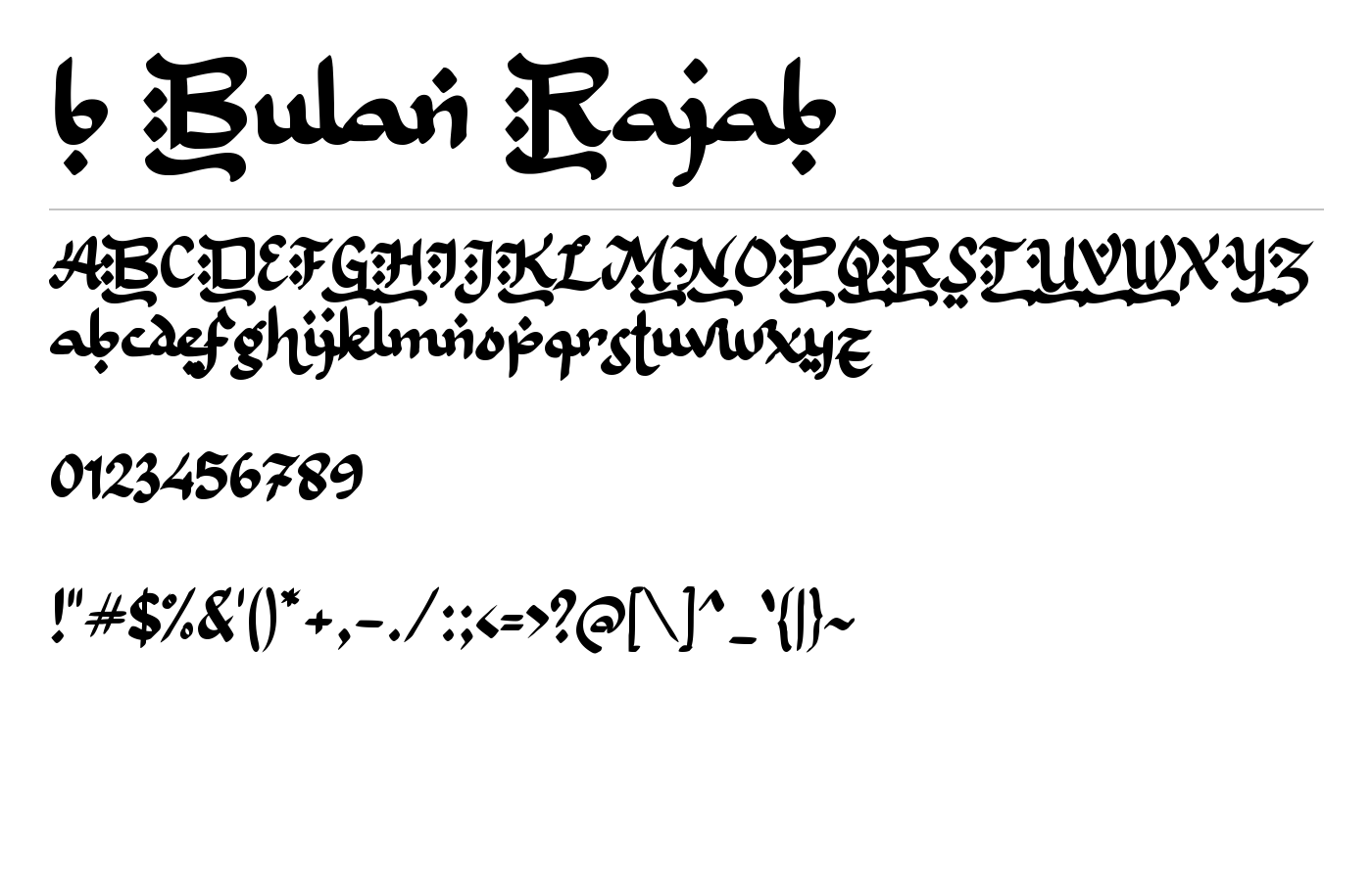 b Bulan Rajab Font preview
