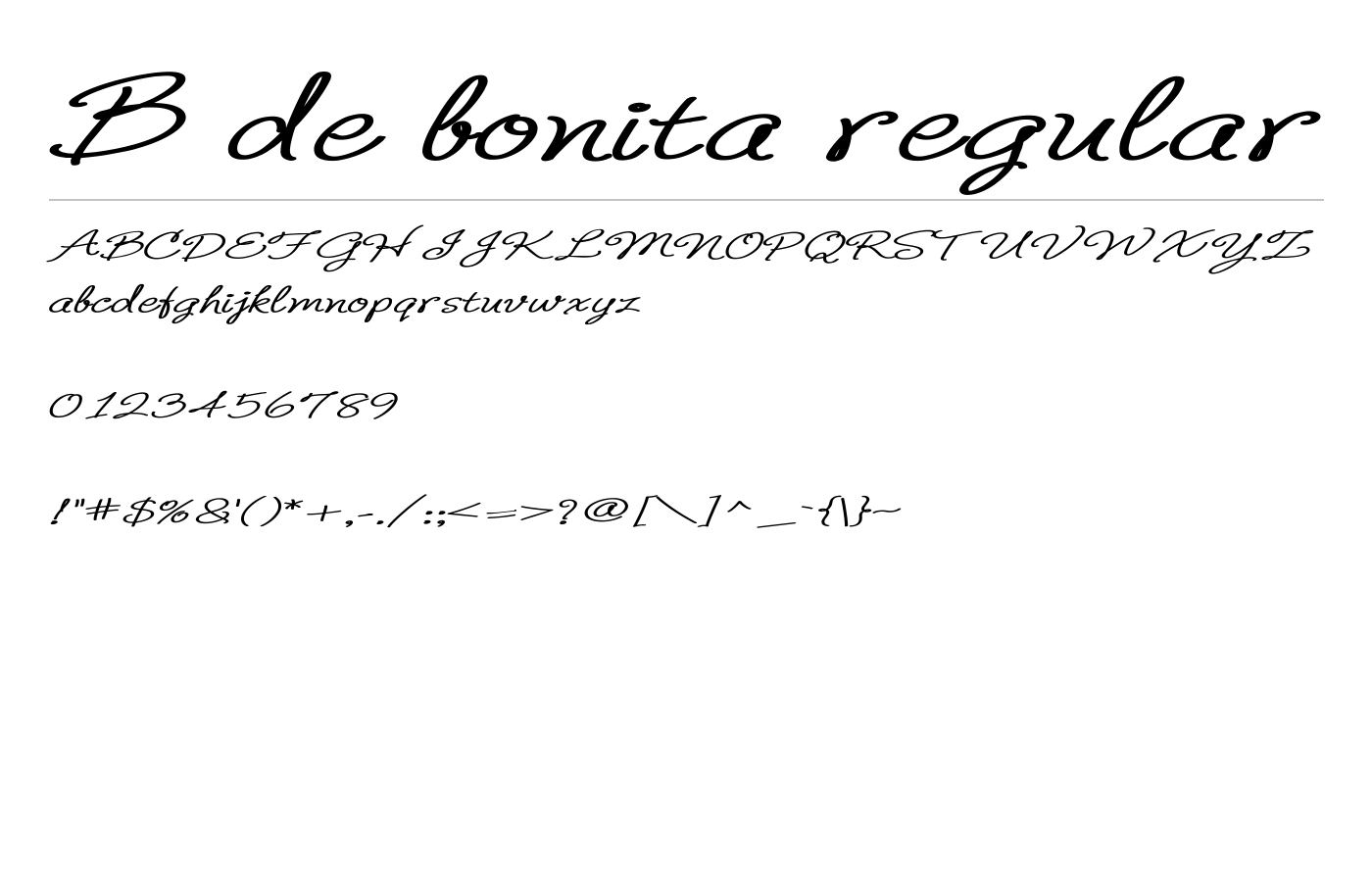 B de bonita Font preview
