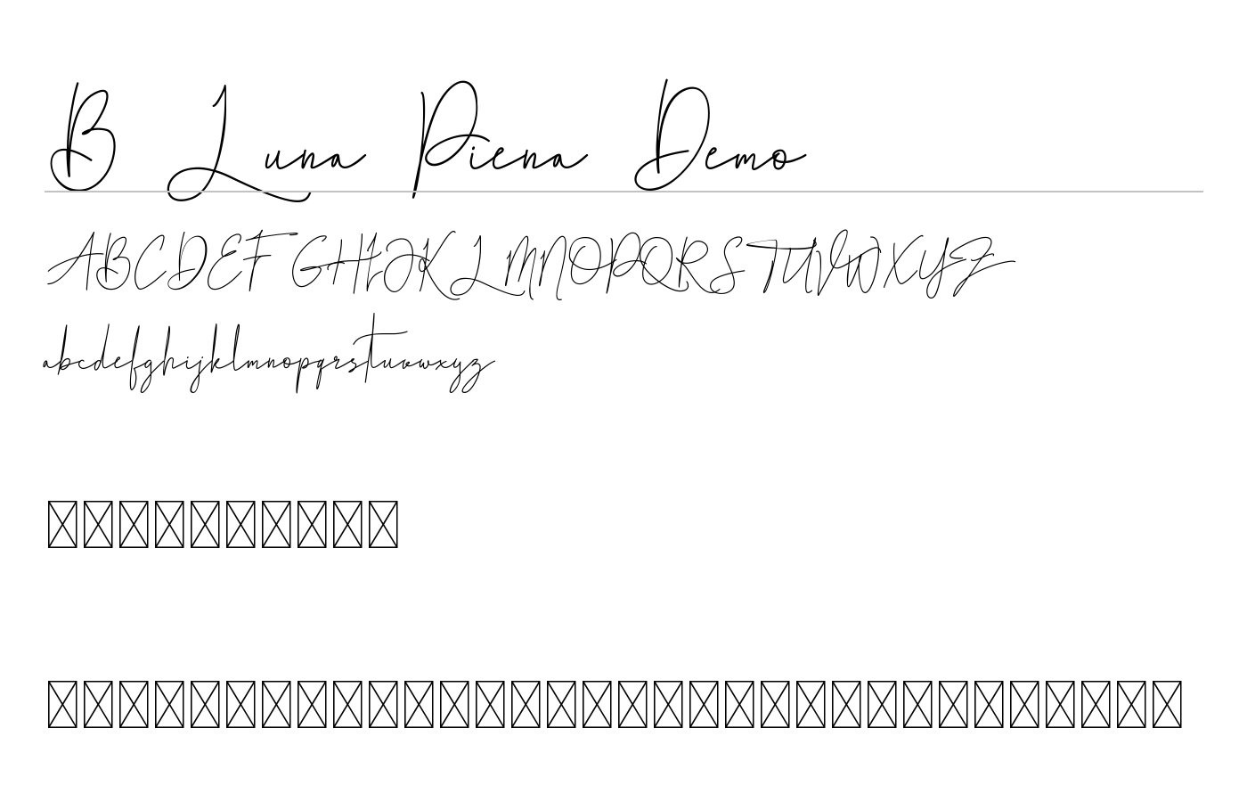 B Luna Piena Demo Font preview