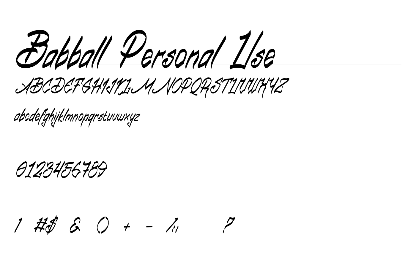 Babball Personal Use Font preview