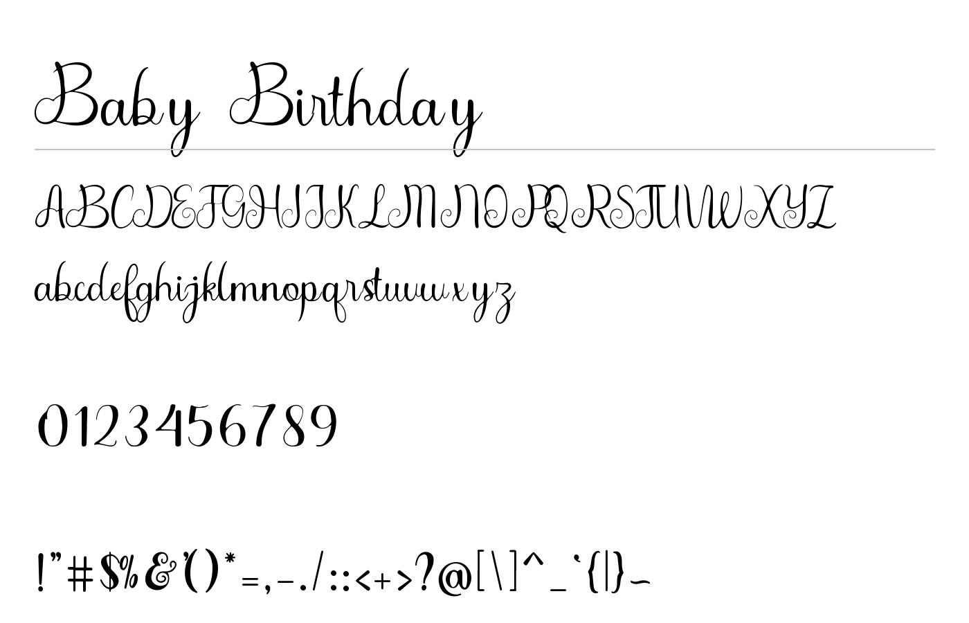 Baby Birthday Font preview