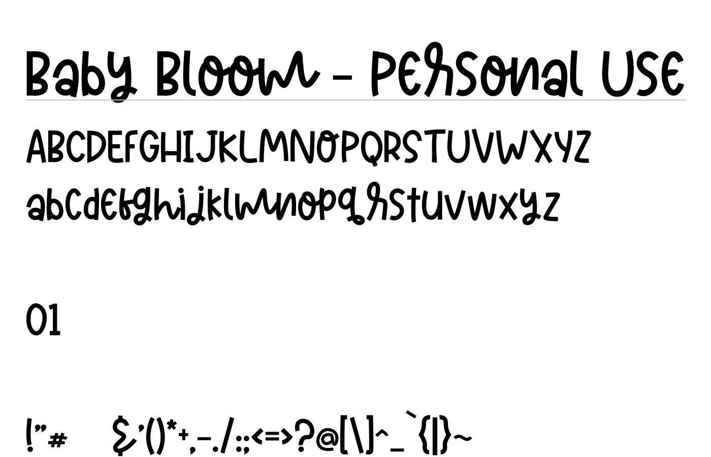 Baby Bloom - Personal Use Font preview