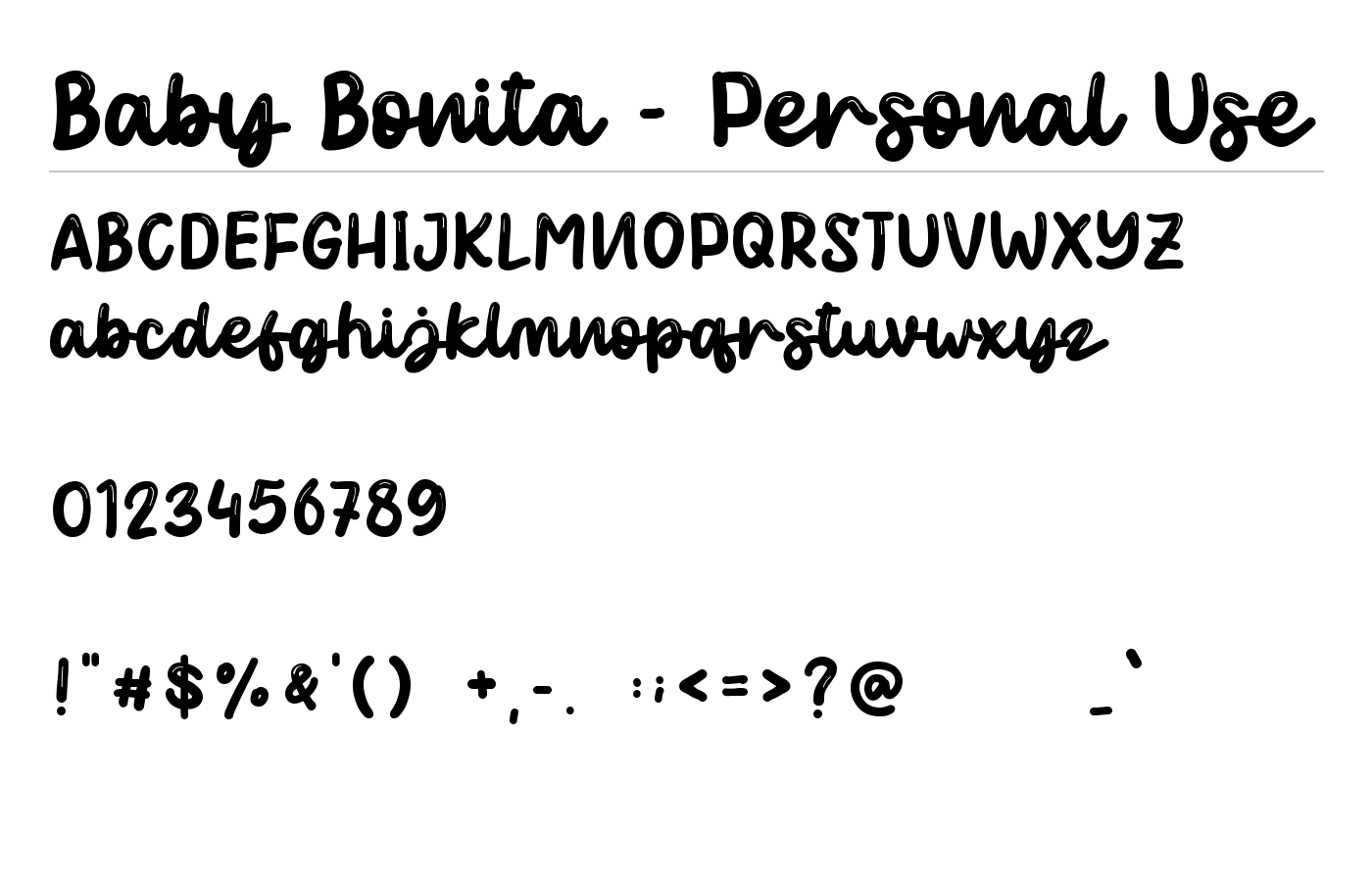 Baby Bonita - Personal Use Font preview