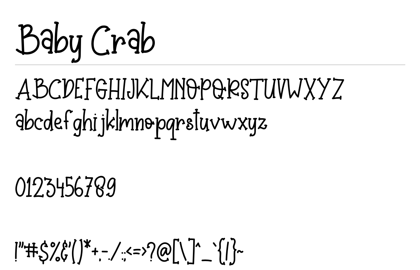 Baby Crab Font preview