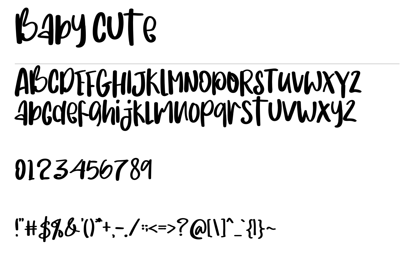 Baby Cute Font preview