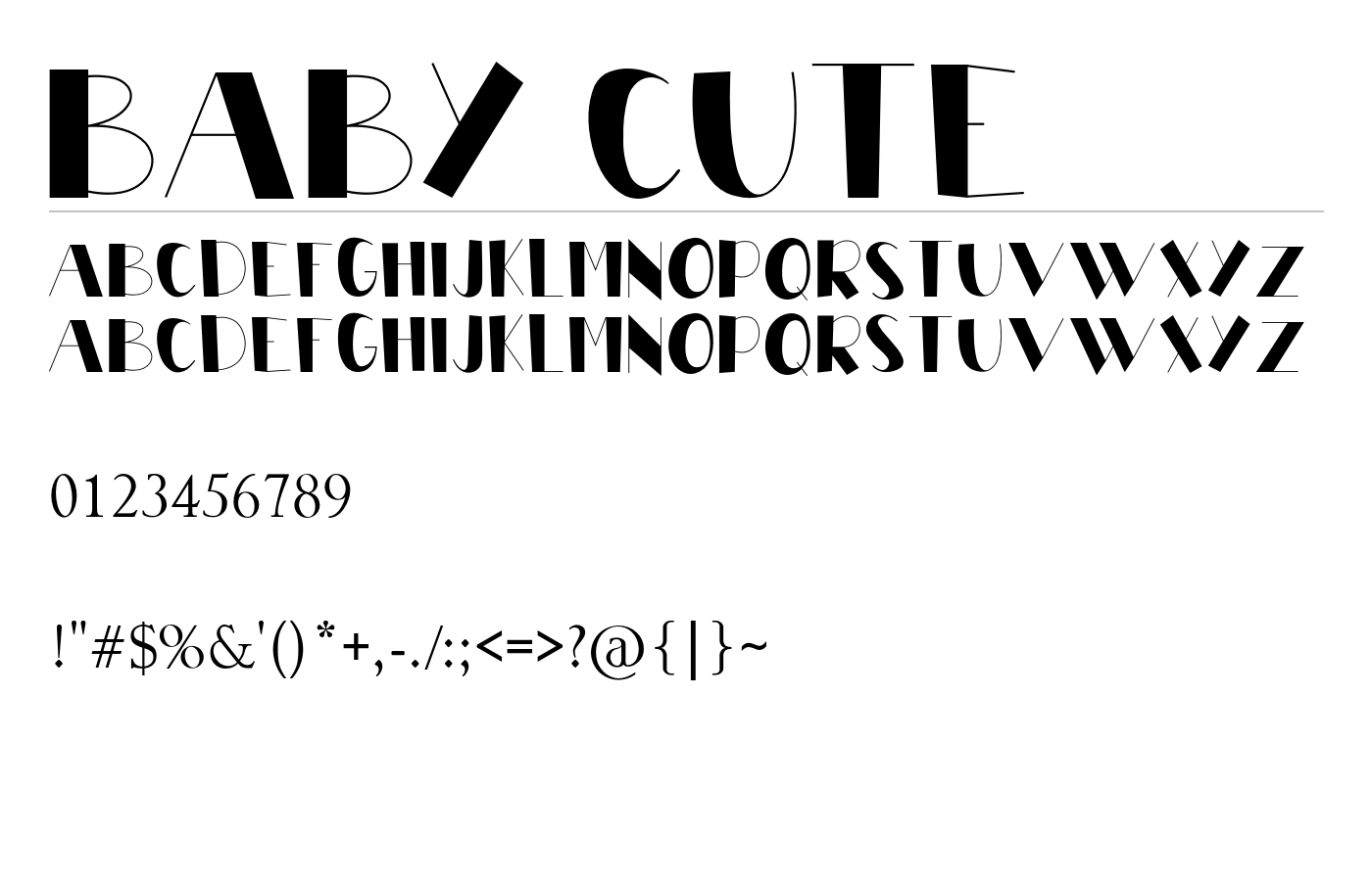 BABY CUTE Font preview