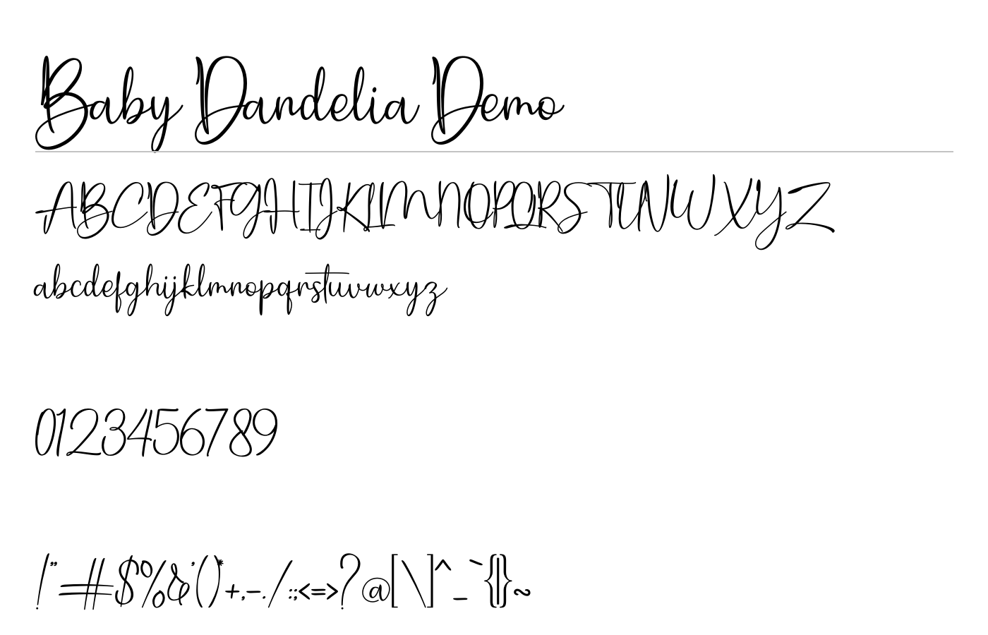 Baby Dandelia Demo Font preview
