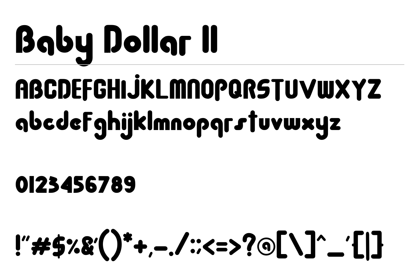 Baby Dollar ll Font preview