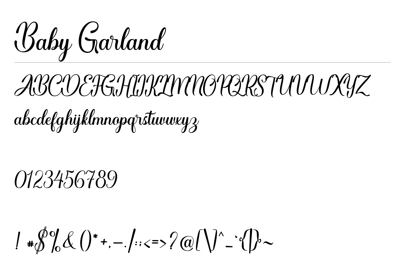 Baby Garland Font preview