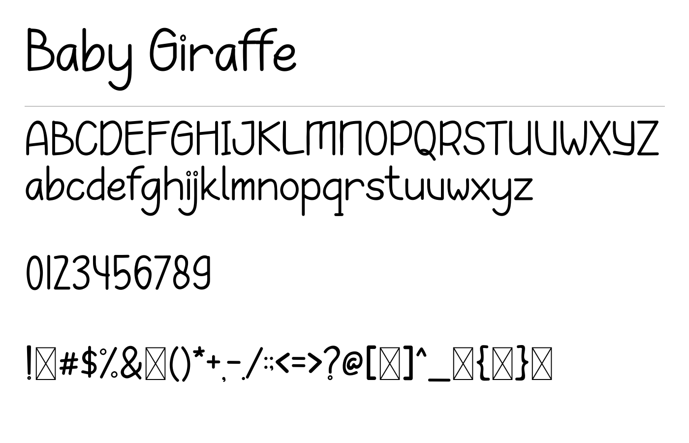 Baby Giraffe Font preview