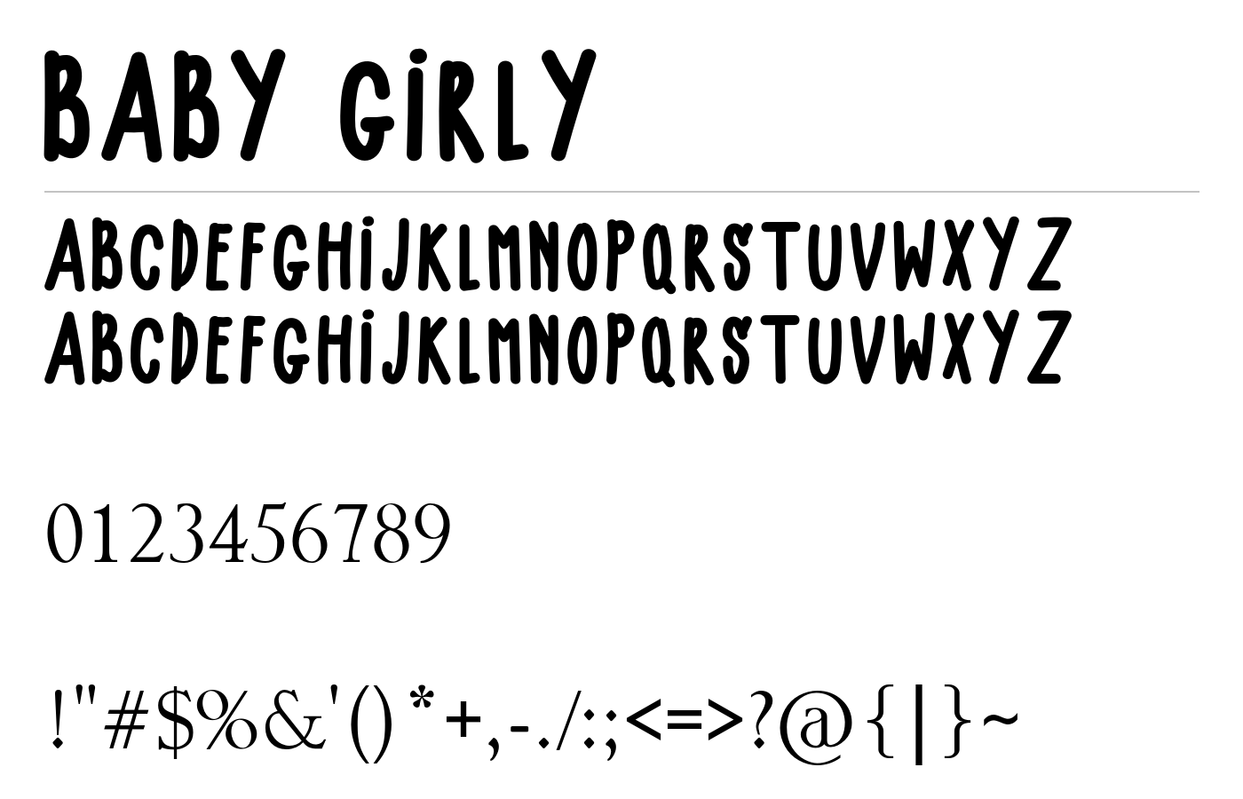 BABY GIRLY Font preview
