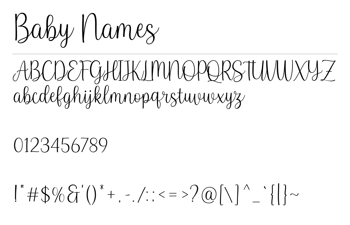 Baby Names Font preview
