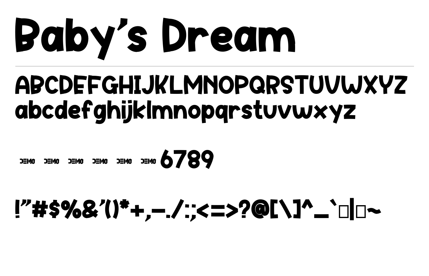 Baby's Dream Font preview
