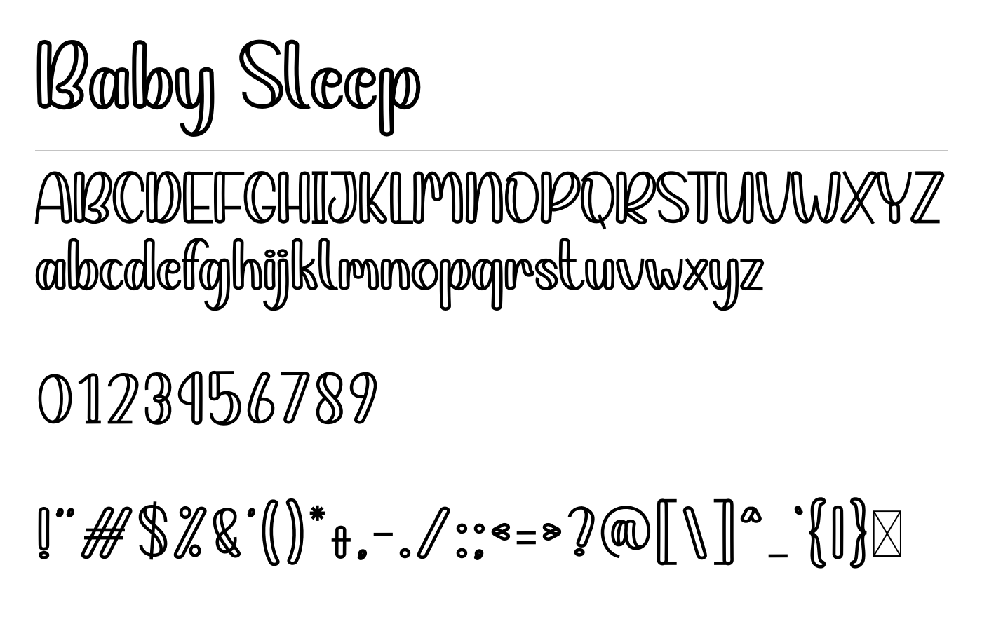Baby Sleep Font preview