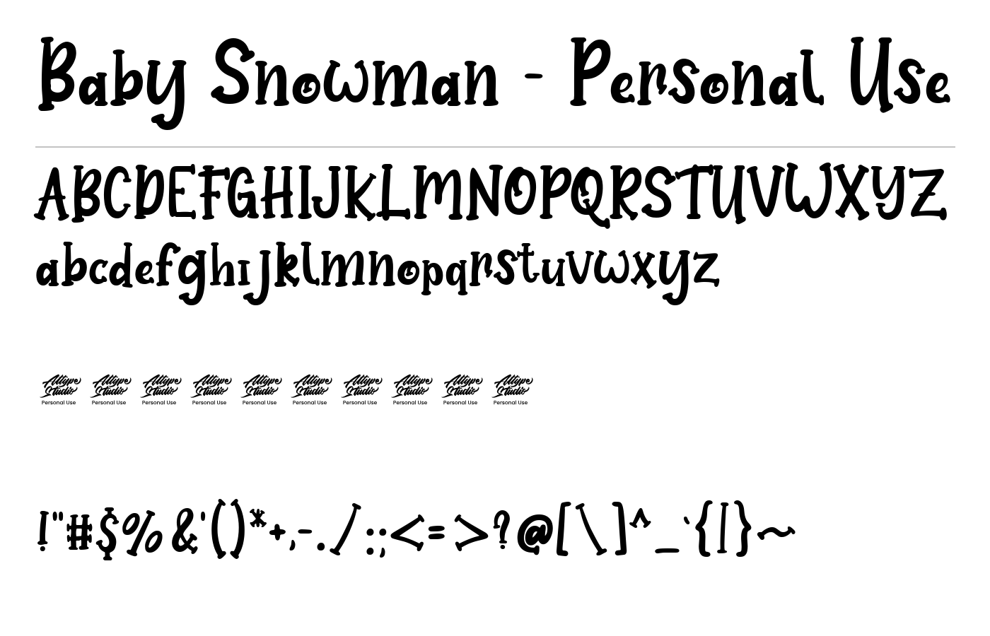 Baby Snowman - Personal Use Font preview