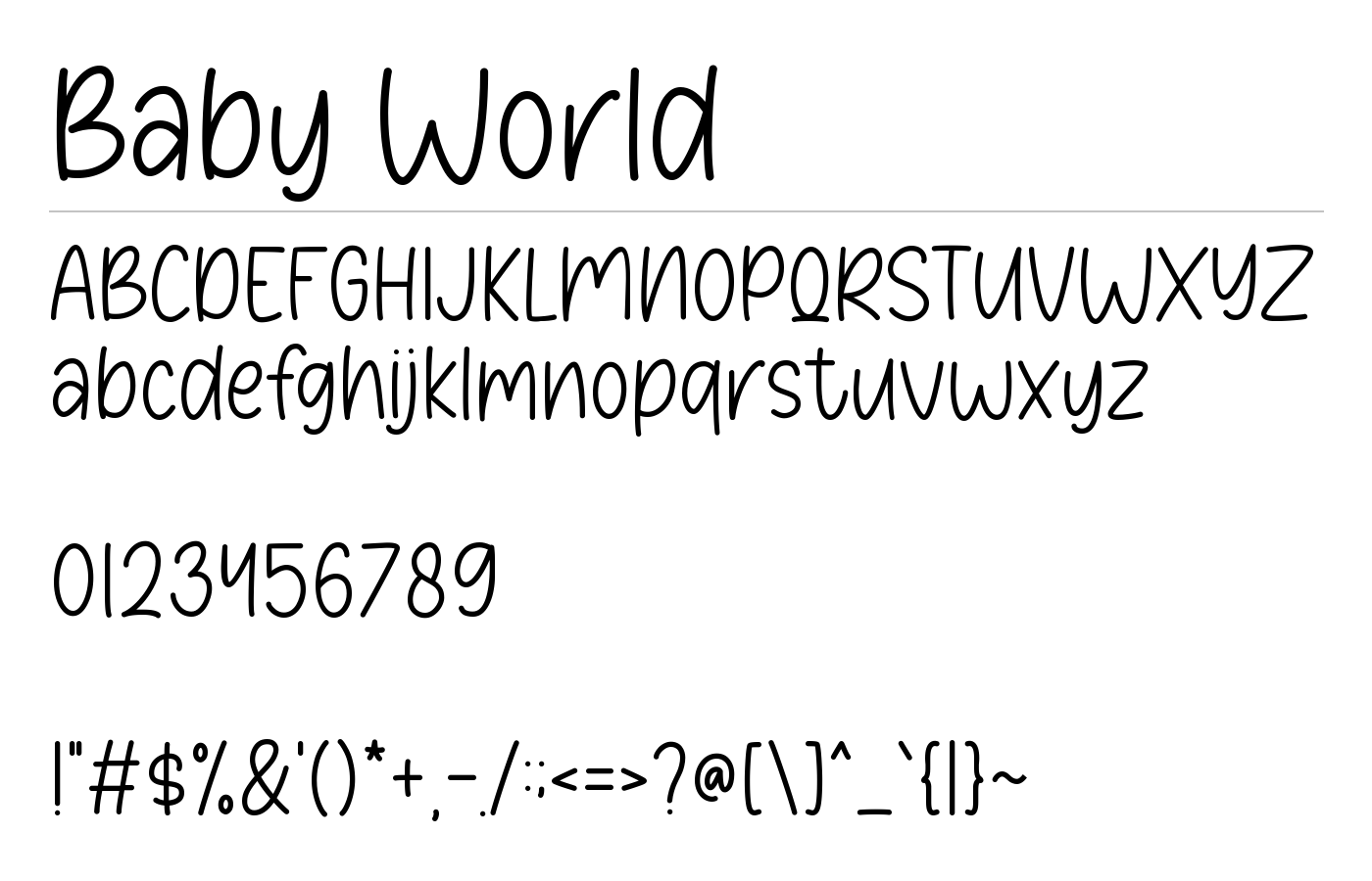 Baby World Font preview
