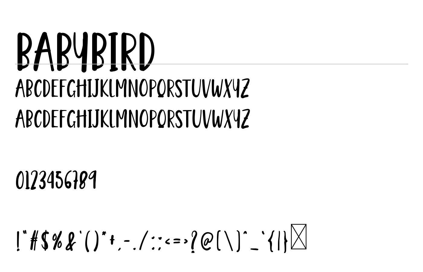 Babybird Font preview