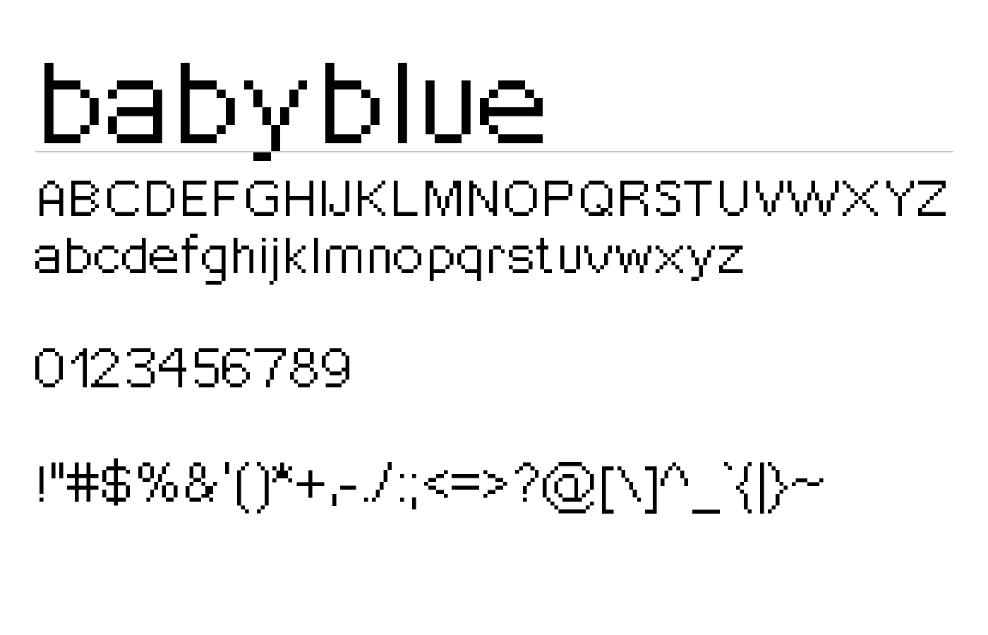 babyblue Font preview