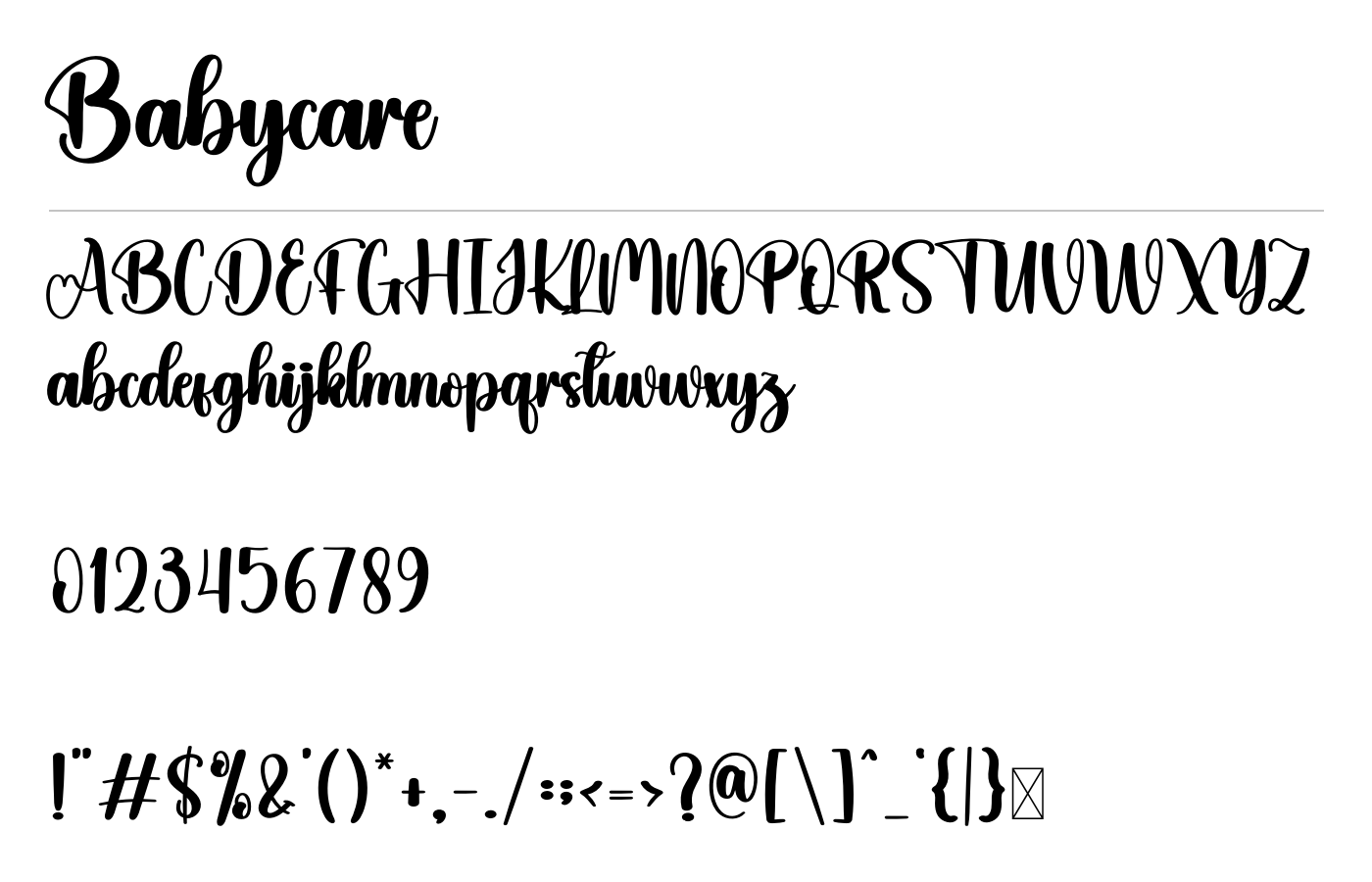 Babycare Font preview