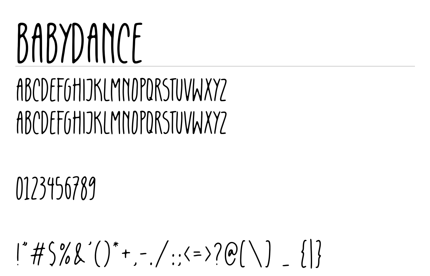 Babydance Font preview