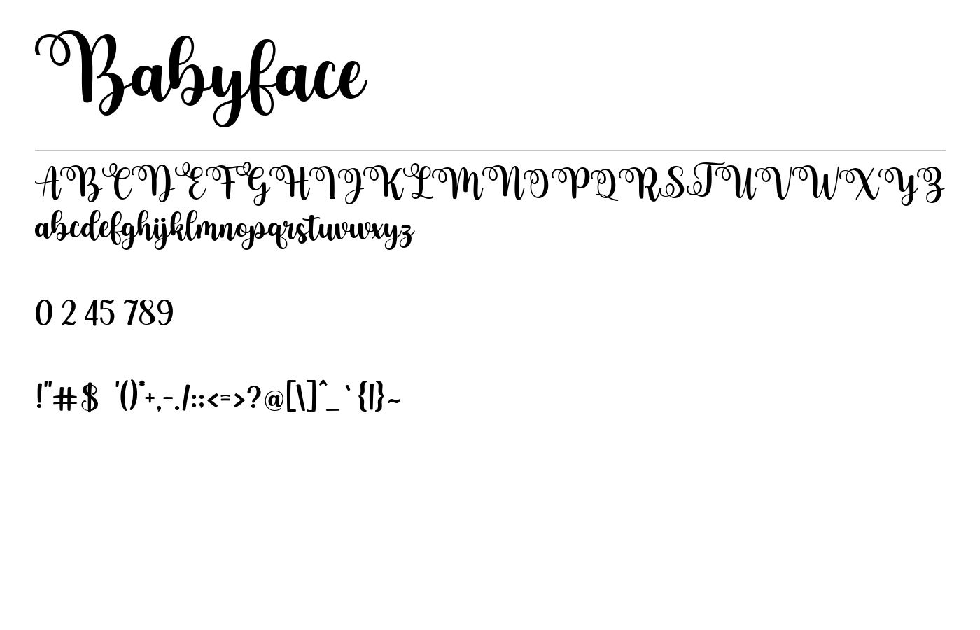 Babyface Font preview