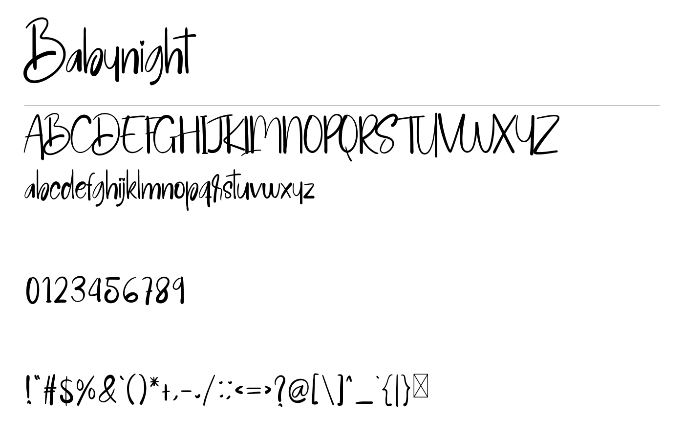 Babynight Font preview