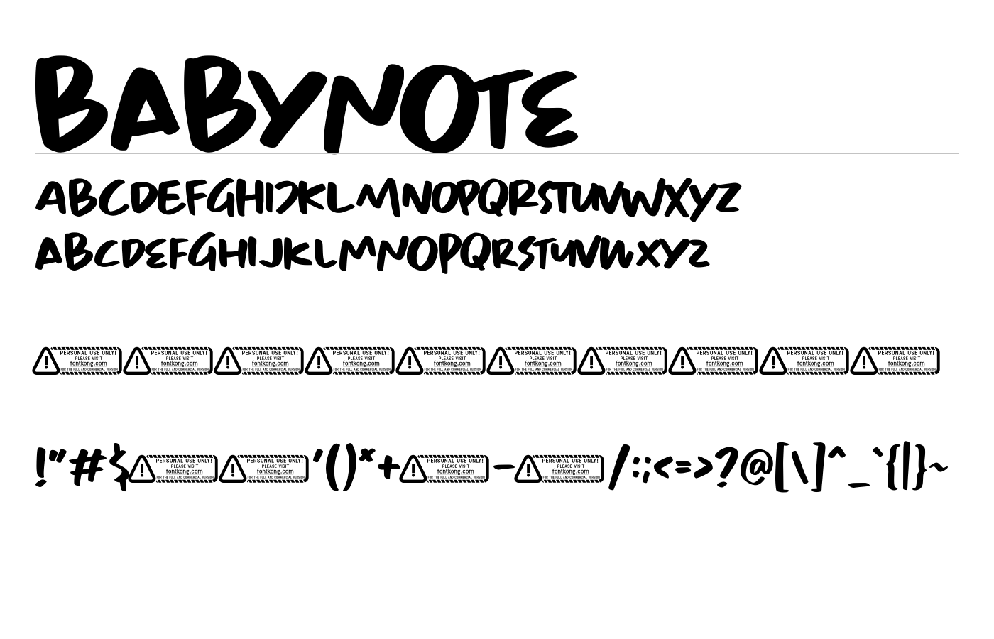 Babynote Font preview