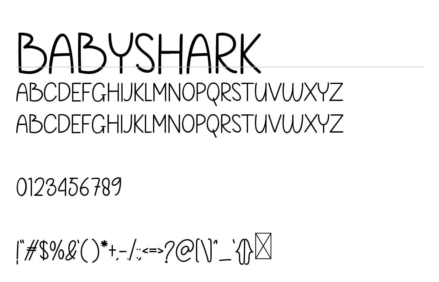 Babyshark Font preview