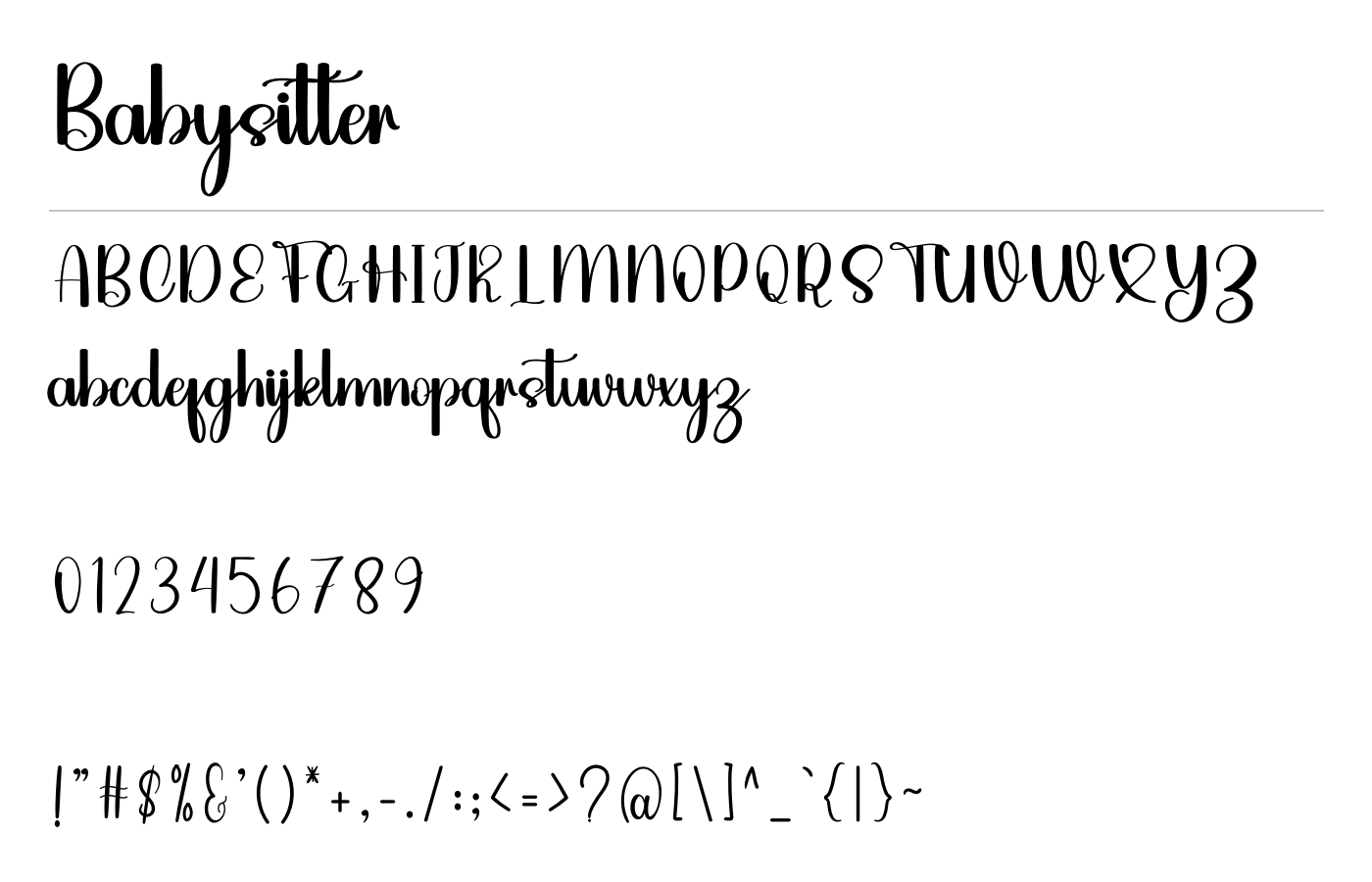 Babysitter Font preview