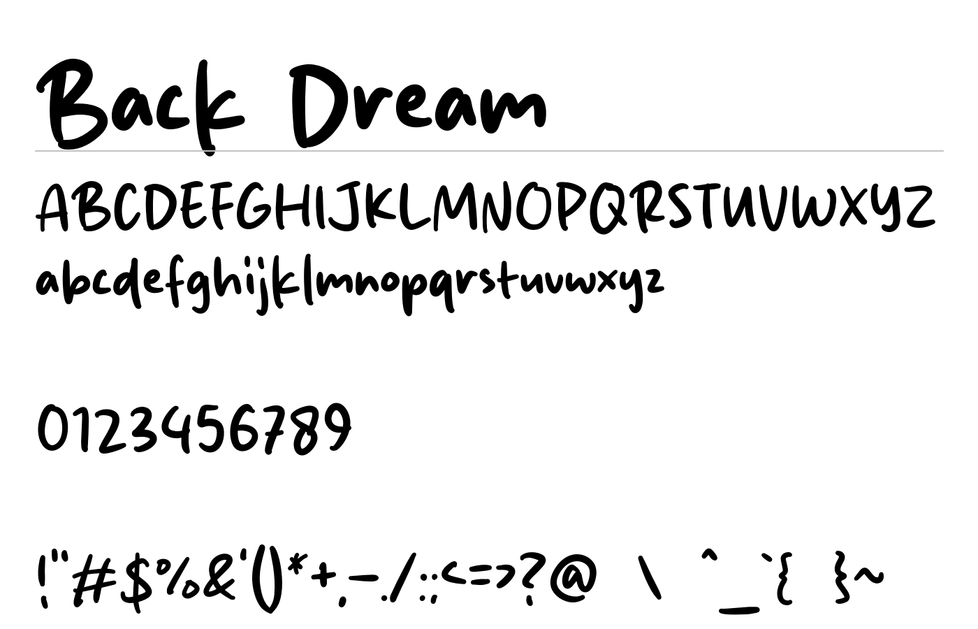 Back Dream Font preview
