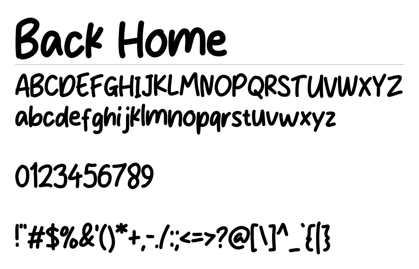 Back Home Font preview