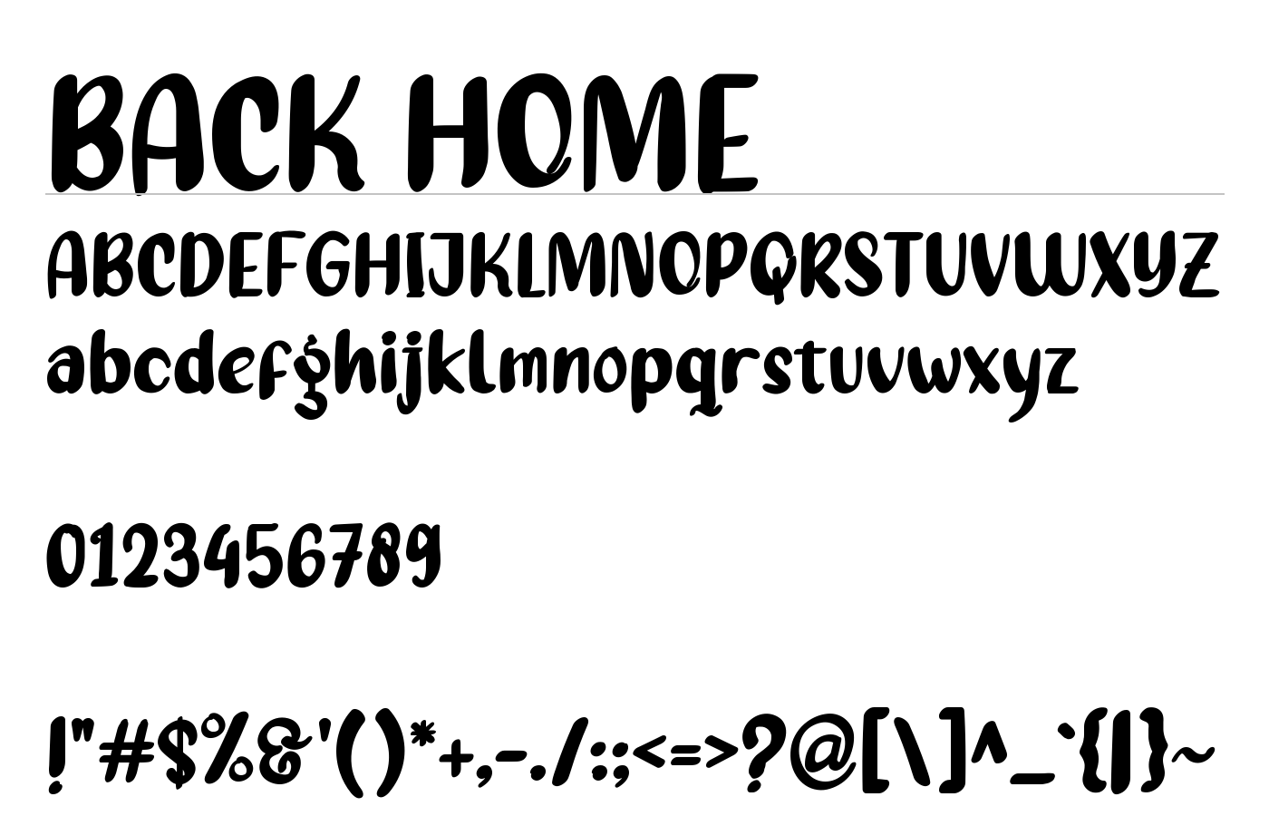 BACK HOME Font preview