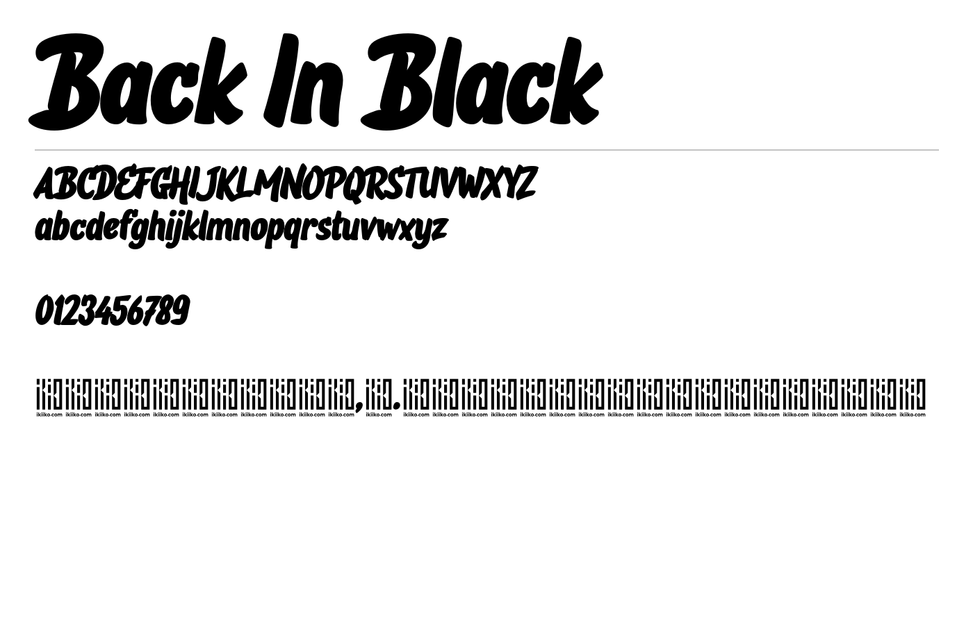 Back In Black Font preview