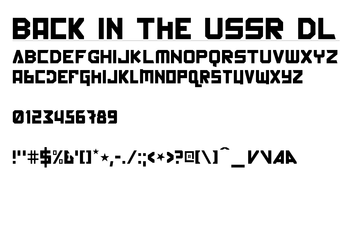 Back In The USSR DL Font preview
