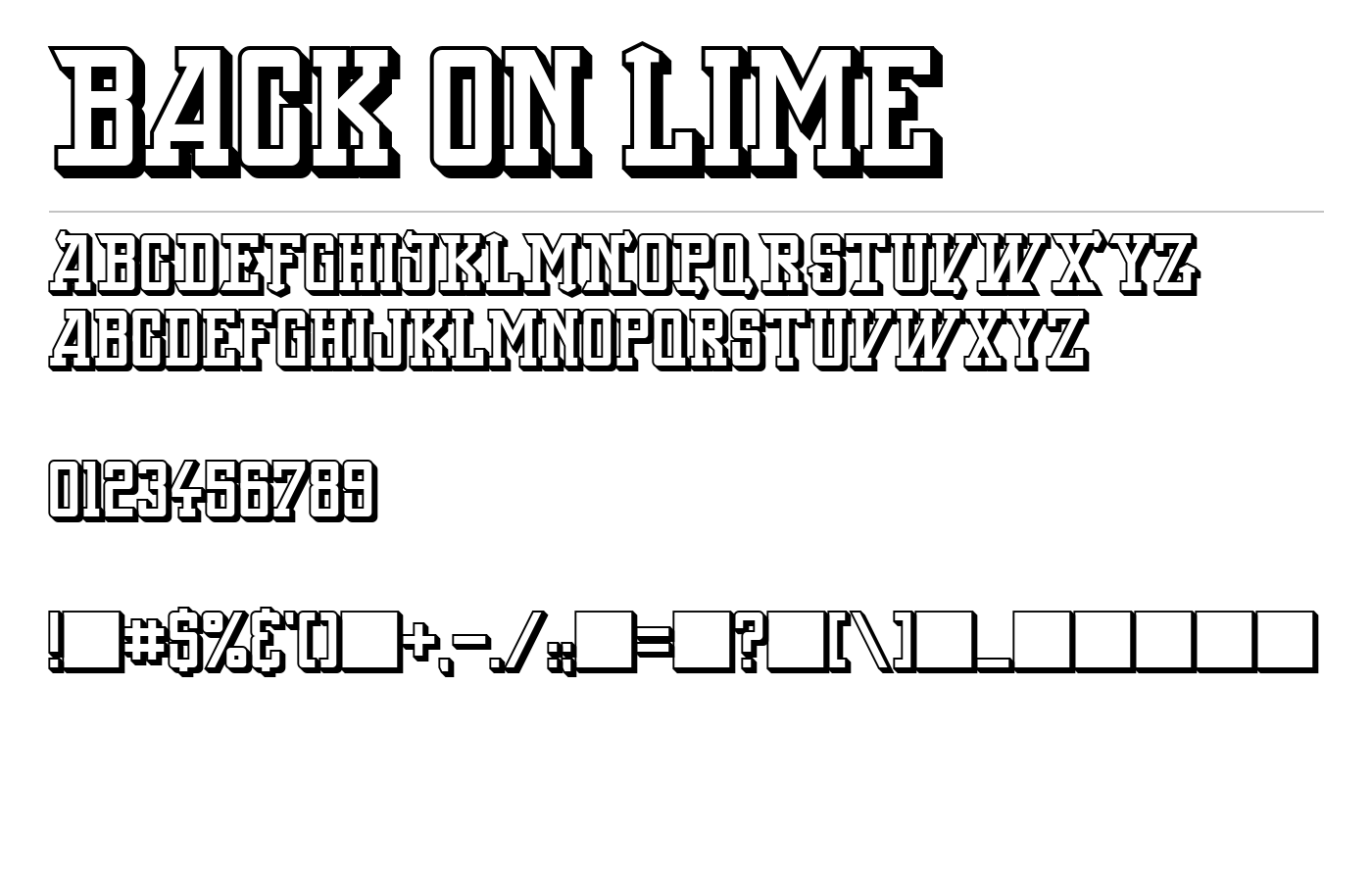Back On Lime Font preview