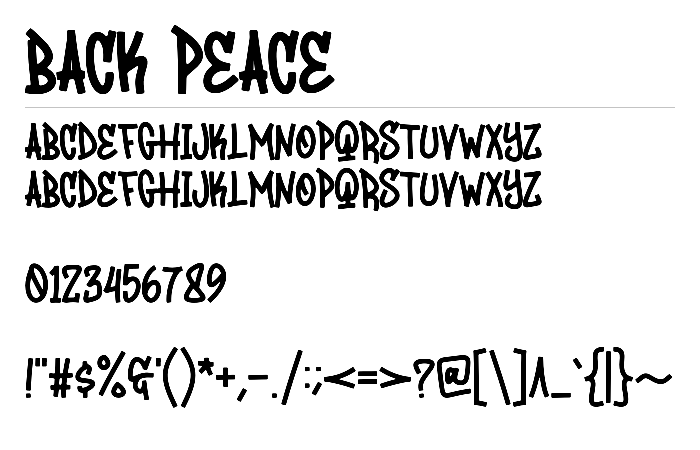 Back Peace Font preview