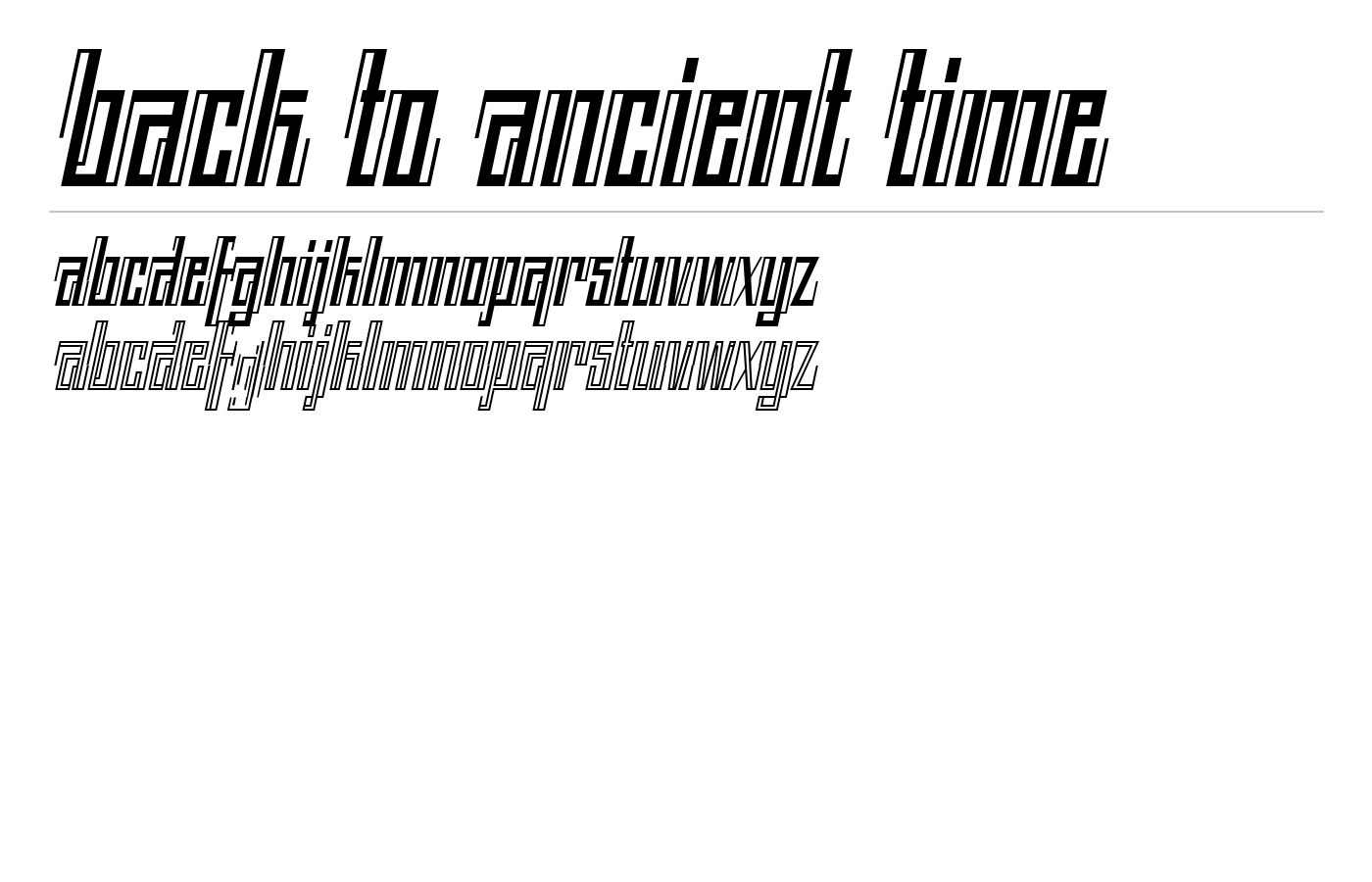 BACK TO ANCIENT TIME Font preview