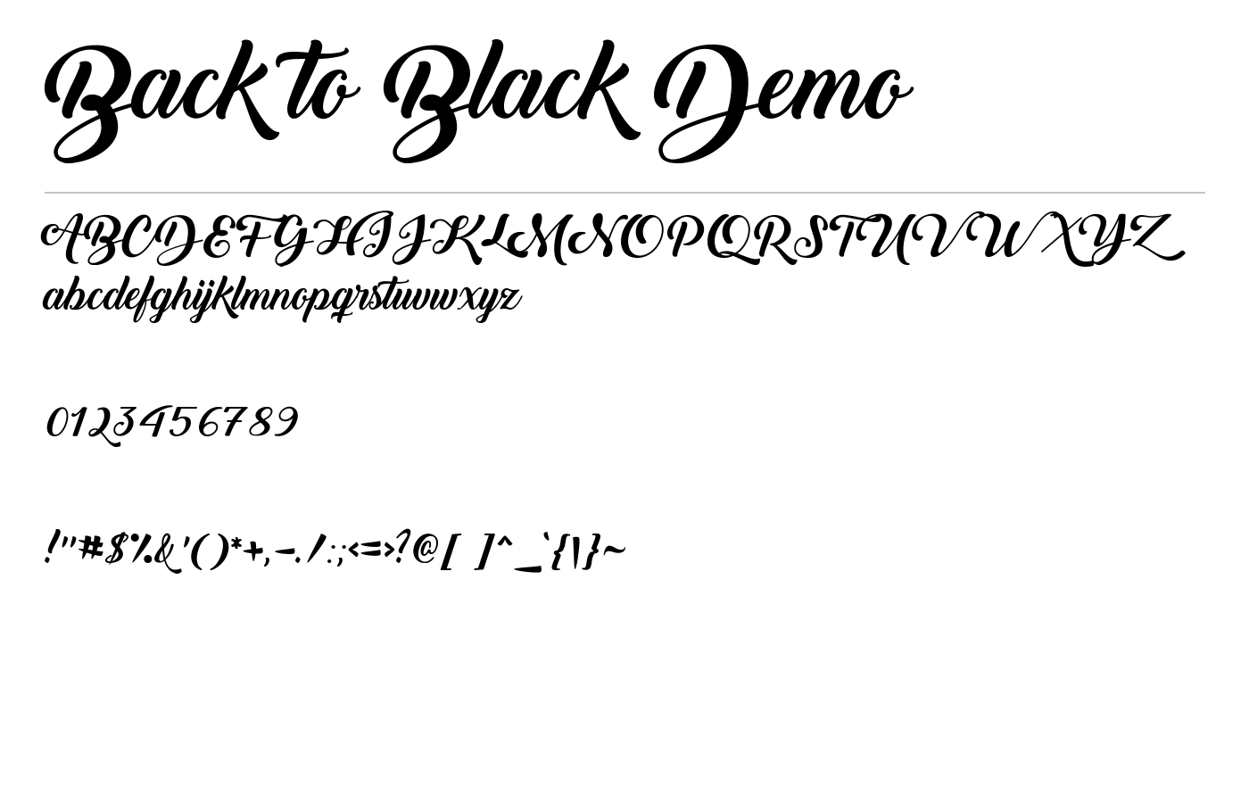 Back to Black Demo Font preview