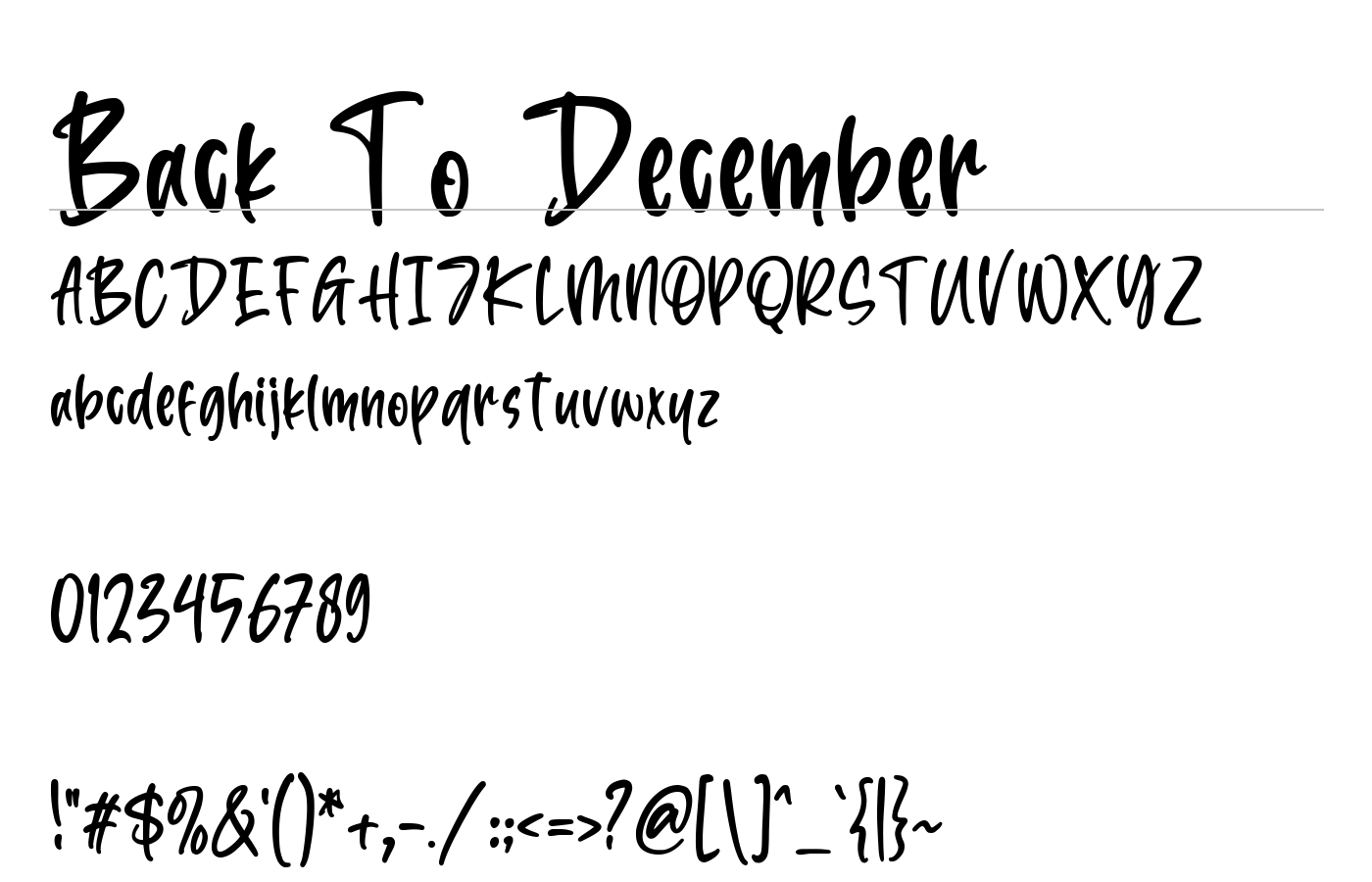 Back To December Font preview