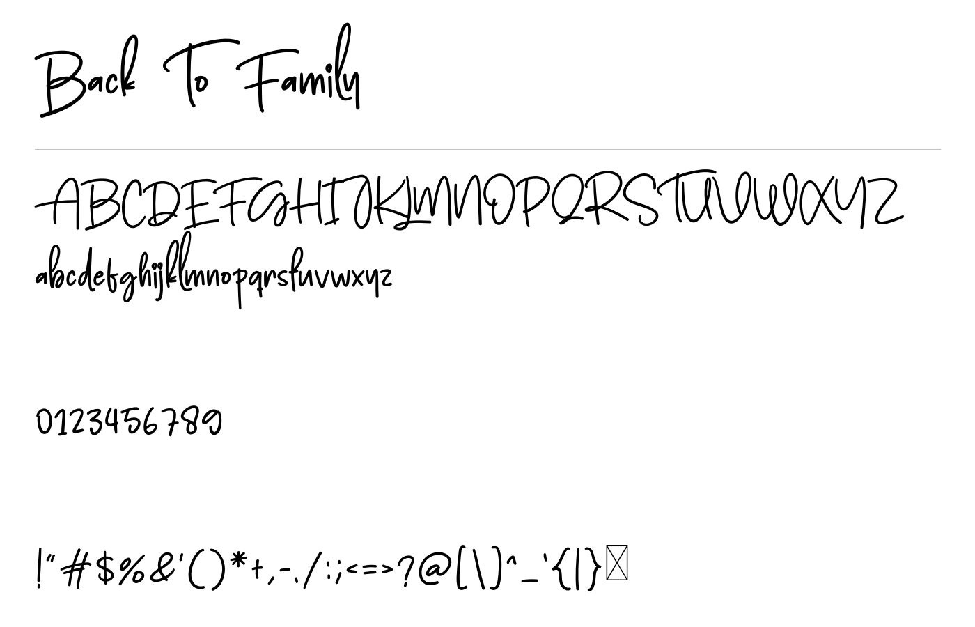Back To Family Font preview
