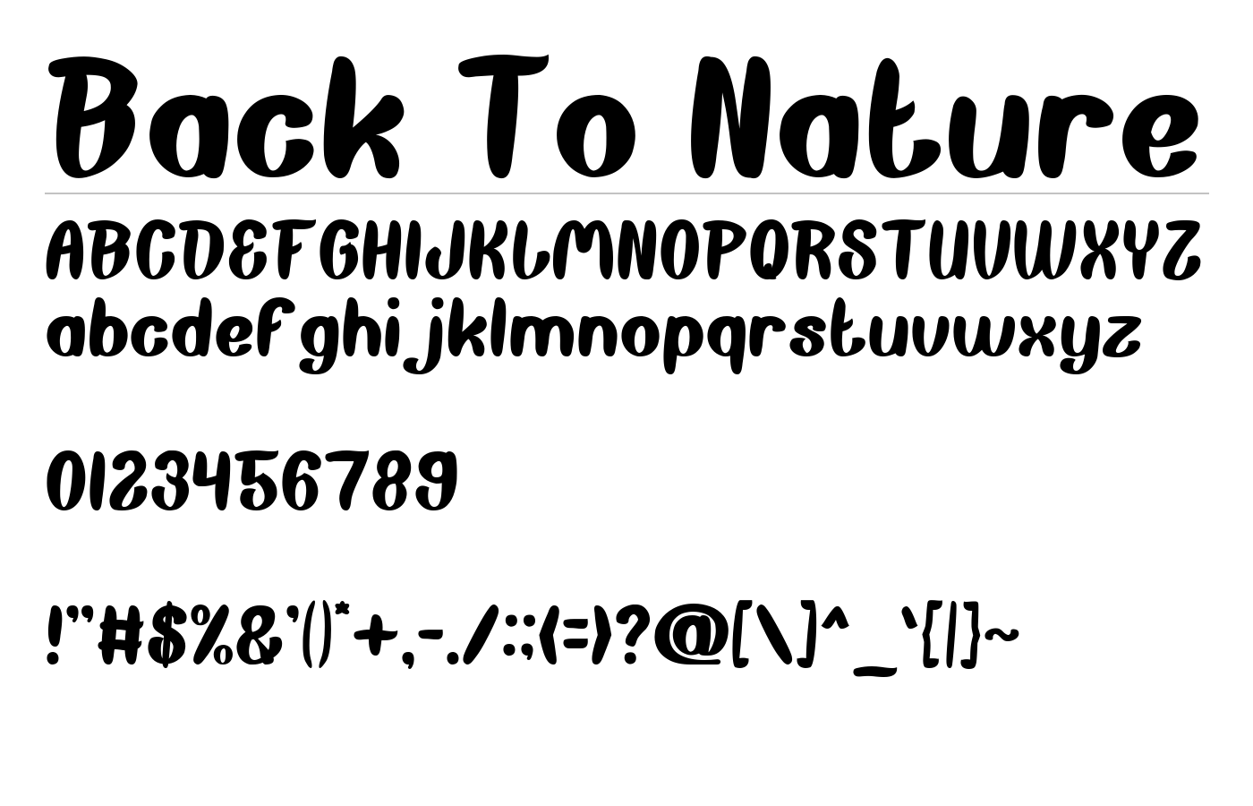 Back To Nature Font preview