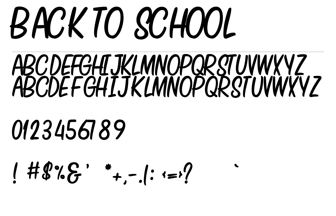BACK TO SCHOOL Font preview