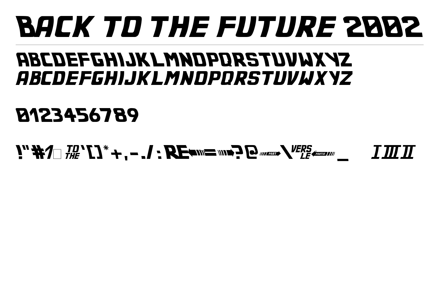 Back to the future 2002 Font preview