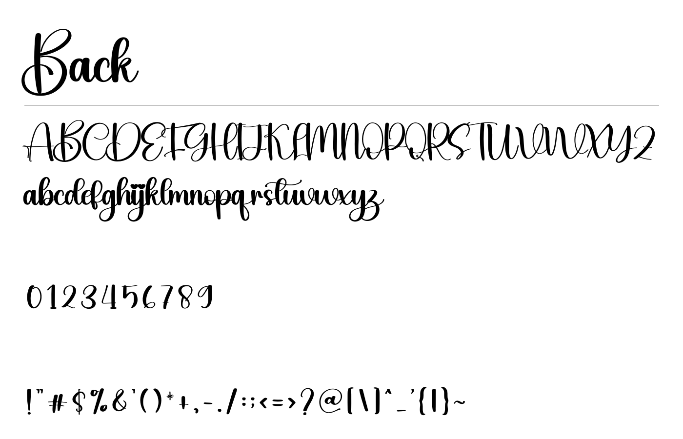 Back Font preview