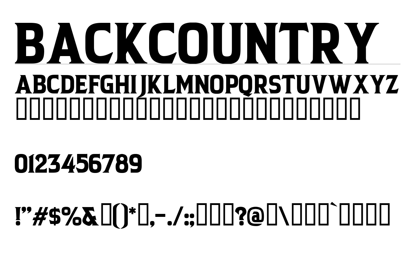 BACKCOUNTRY Font preview