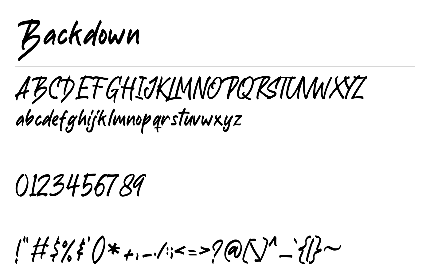 Backdown Font preview
