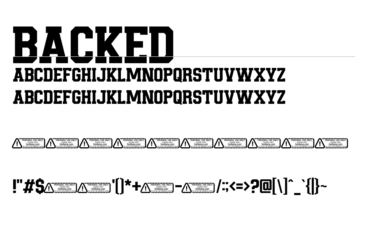 Backed Font preview