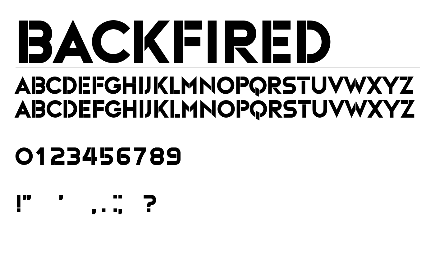 Backfired Font preview
