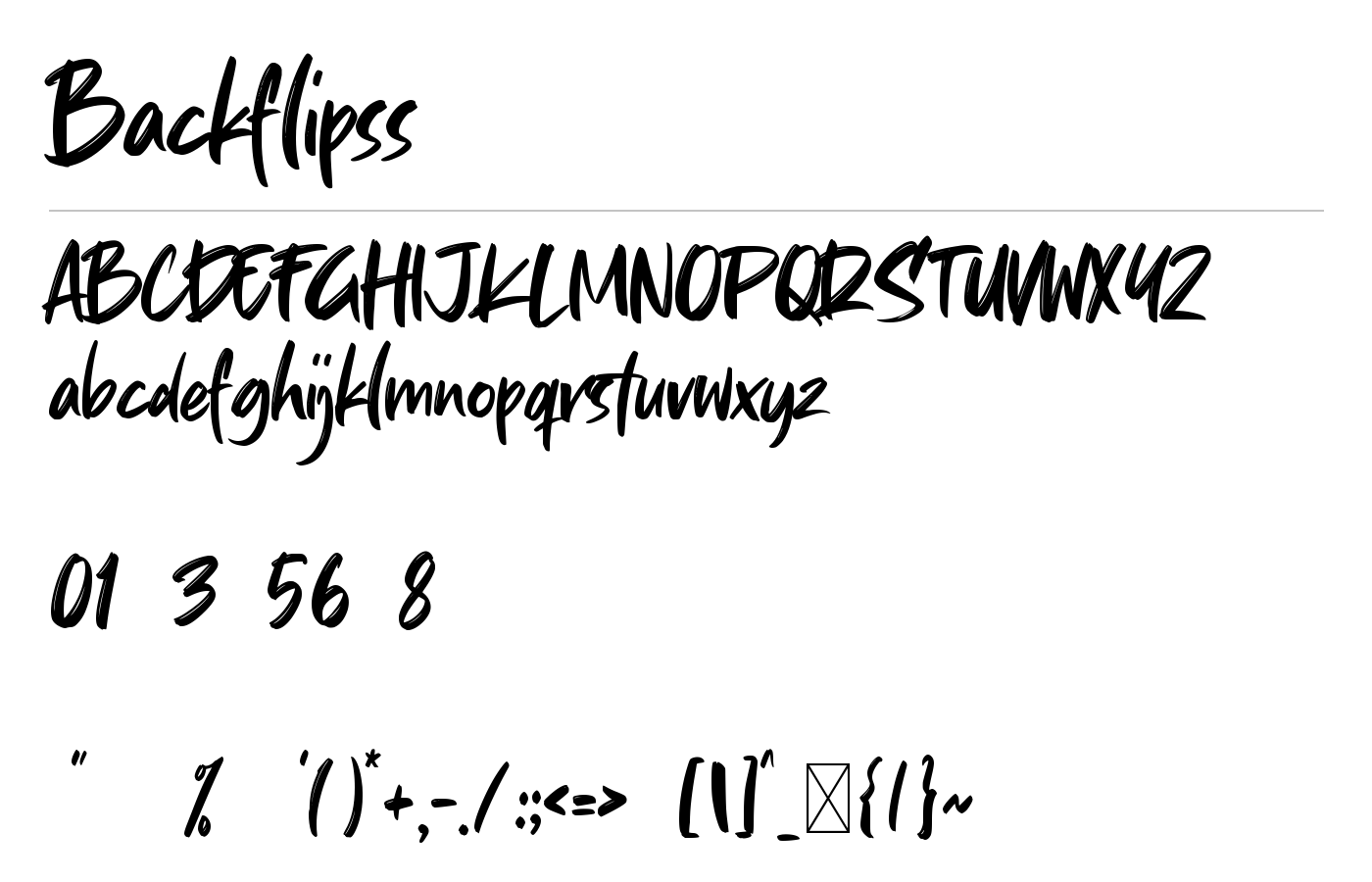 Backflipss Font preview