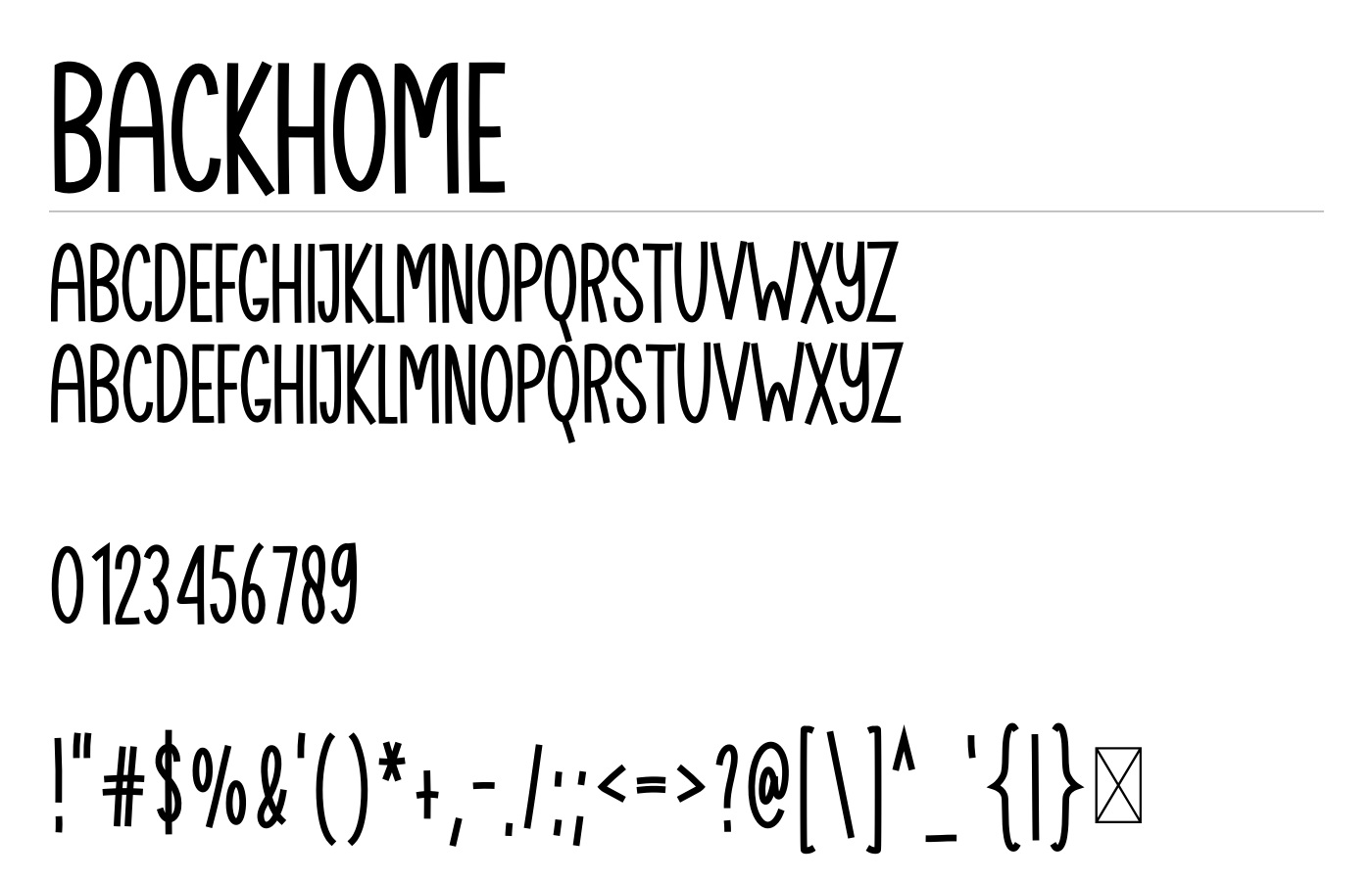 Backhome Font preview
